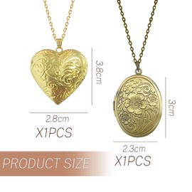 MAXQUU 2 Pieces of Retro Carved Necklaces, Photo Frame Pendant Necklaces, Women's Jewelry, Creative Gift Necklaces.