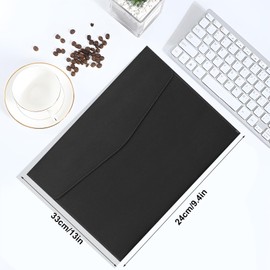 A4 Document File Folder, New Soft Leather A4 Pocket Envelope Folder Wallets,Waterproof Soft Leather A4 Envelope Folder Expanding File Organizer Portfolio Storage,File Organizer (Black)