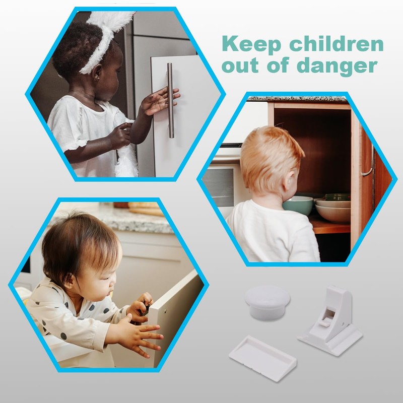 Magnetic Drawer Locks for Baby Proofing, Child Safety Magnet Cabinet