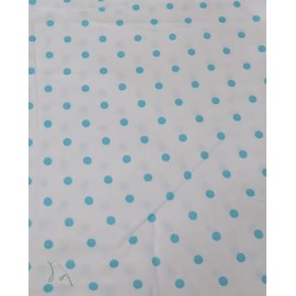 VintageWhite with Aqua Dots Cotton Fabric 1 Yard 12 inches Long