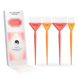 Vellen Hair Paint Brush Set, 4 Different Sizes for Smooth Application, Perfect for Hair Dyeing and Balayage, Reusable and Washable - Peach/Orange