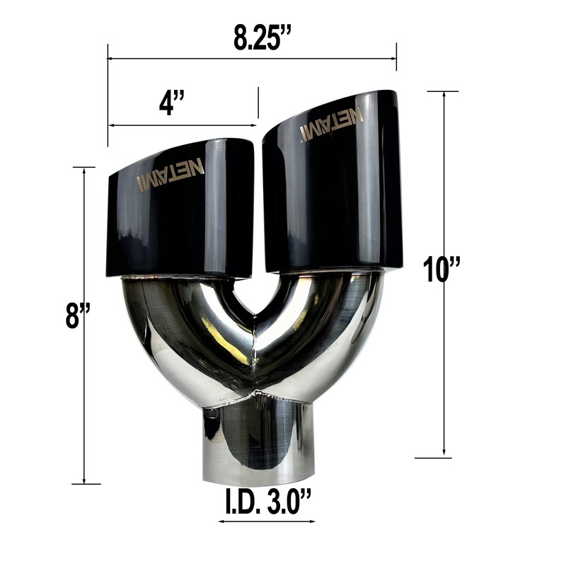 NETAMI 3" Inlet to 4" Quad Staggered Outlet Stainless Steel