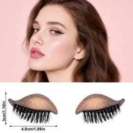 Lyreh 2 Pairs of Lazy Eye Shadow Eyelash Plasters, 2-in-1 Reusable Eyeshadow Eyelash Stickers for All Eye Shapes Women Essential Lazy Makeup Tool (Glitter Gold)