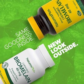 Natures Plus Bromelain 40 mg (600 GDU) - 180 Chewable Tablets - Proteolytic Enzyme Supplement, Sinus Support Supplement, Anti Inflammatory - Vegetarian, Gluten Free - 180 Servings