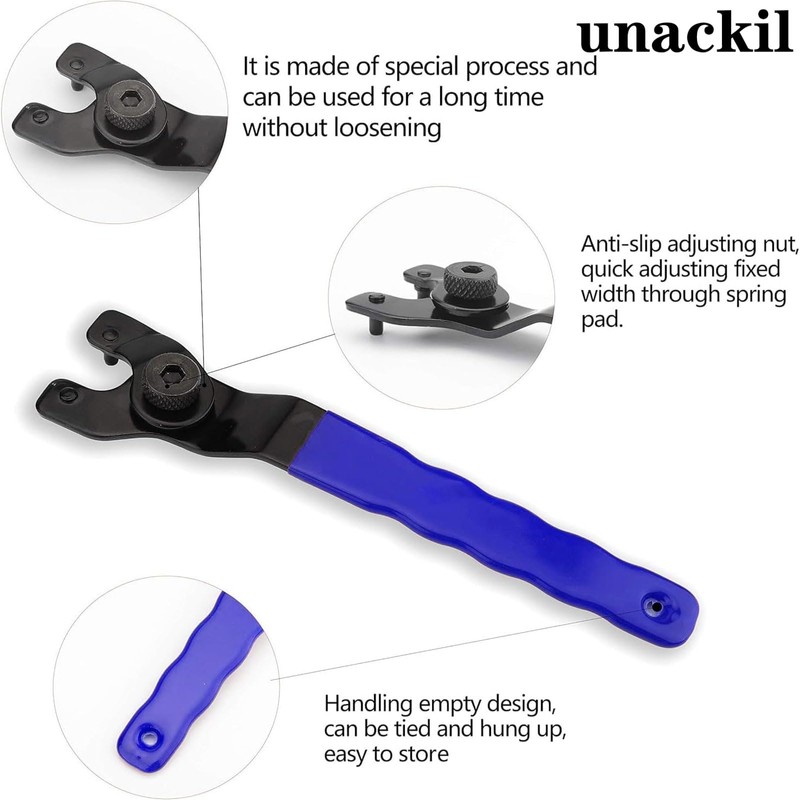 uncakil Adjustable Angle Grinder Spanner Wrench Universal CTool Small Pin