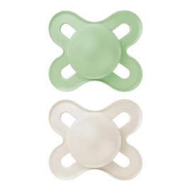 MAM Original Start dummy for newborns, set of 2, size 0-2 months, natural rubber teat, organic round, with dummy pocket, neutral
