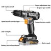 DEKOPro Cordless Drill 20V Electric Power Drill with 1.5AhLithium-ion Battery