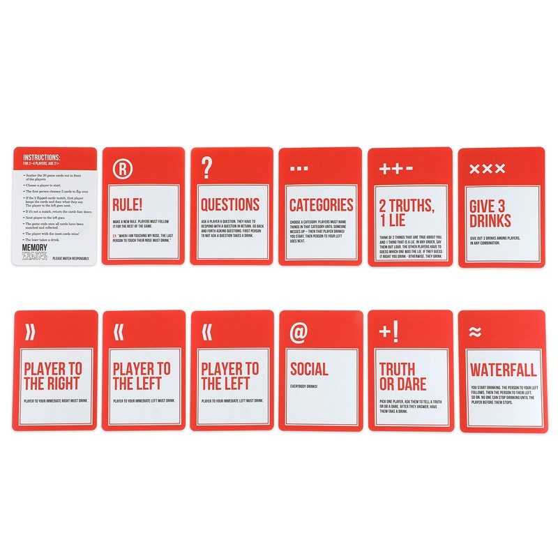 Foster & Rye Memory Eraser, Card Matching Drinking Game, 0