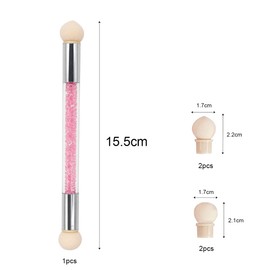 Jagowa 1 Piece Nail Art Sponge Brush Double Head Smudge Gradient Pen Washable Nail Art Tool with 4 Replacement Heads for Women Decoration DIY Nail Art (Pink)