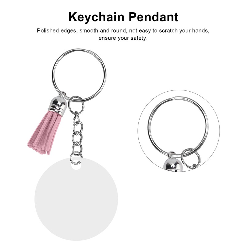 30Set DIY HandPainted Acrylic Keychain Blanks Circles Keychain Tassel Set