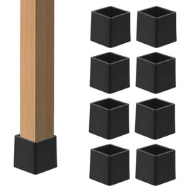 Antrader Square Rubber Covers Furniture Foot Table Chair Leg End Cap Cover Tip Protectors Black,0.8" x 0.8", Pack of 8