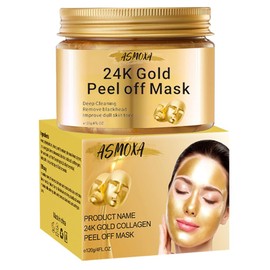24k Golden Peel Off Collagen Maske, Goldfolien Reinigung Maske, Anti Falten Anti Aging Gesichtsmaske, Feuchtigkeitsspendend, hautstraffend & verjüngend, Für strahlende, jugendliche Haut 120ml