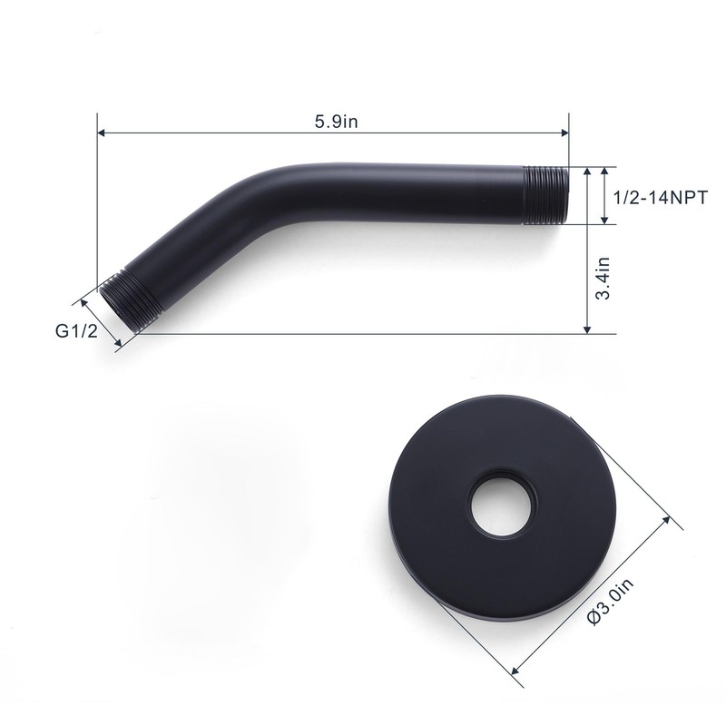 JPHOMES 6 Inches Shower Arm with Flange and Thread Sealing