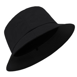 CHUANGLI Oversize XXL Mens Quick Dry Bucket Hat, Lightweight Hat with Detachable Chin Strap Water Repellent Fisherman Hat Black