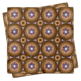 Retro Flower Purple and Gold Beverage Cocktail Napkin, 3 Ply Mid Century Modern Geometric Floral Napkin, Floral Bridal Bachelorette Mardi Gras Napkin,Baby Shower Decor by MODLOUNGE paper company