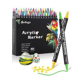 80 Colors Acrylic Paint Pens,Acrylic Paint Markers Dual Tip with Fine Tip and Dot Tip,Dot Maker for Kids Adults, Glass, Stone, Wood, Canvas, Paper, Pottery