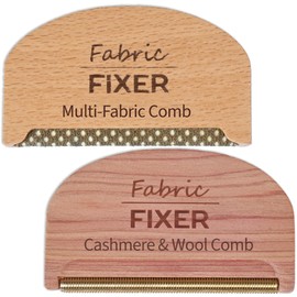 Cashmere Pill Remover Comb & Multi Fabric Shaver Depilling Sweater Fuzz Comb Set (Cedar & Beech Wood) Wool Pilling Remover for Delicate Clothing Fabrics, Furniture, Pillows, Sheets by Fabric Fixer