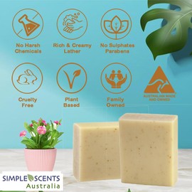 Simple Scents Australia Almond Scented Natural Soap Bars (6 Bars), 3.5oz Moisturizing French Triple Milled Soap Bars Enriched with Shea Butter - Pure Plant Oil Bath & Body Soap Bars