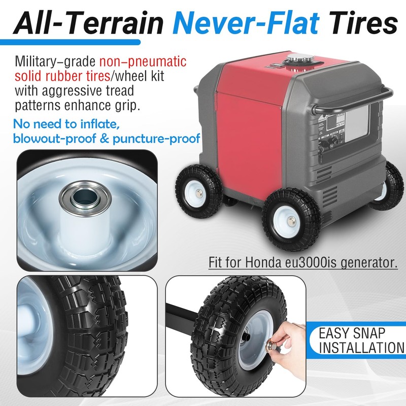 All Terrain Wheel Kit, Fit for Honda EU3000is Generator, Solid