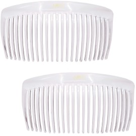 Camila Paris CP2911 French Side Combs Large Curved, Clear French Twist Hair Combs Decorative, Strong Hold Hair Clips for Women Bun Chignon Up-Do, No Slip Styling Girls Hair Accessories, Made in France