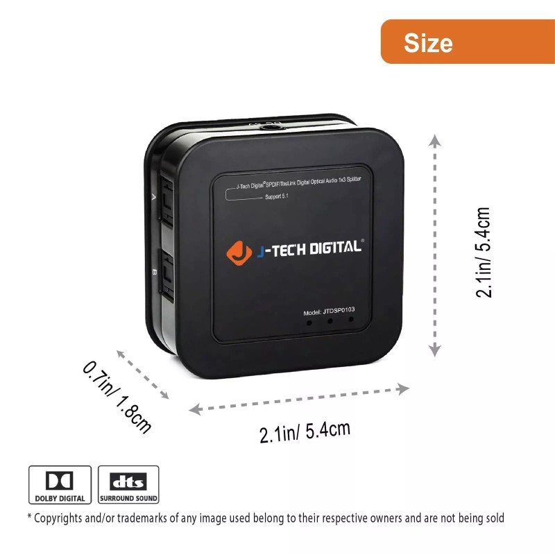 J-Tech Digital Optical Splitter 1 in 3 out for TV,