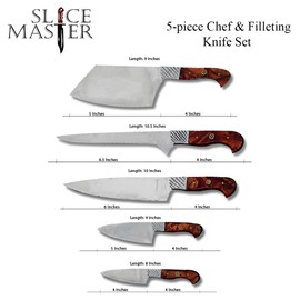 Slice Master Chef Knife Set – 5 Pcs Kitchen Knife Set, Razor Sharp German Steel (5 Pcs)