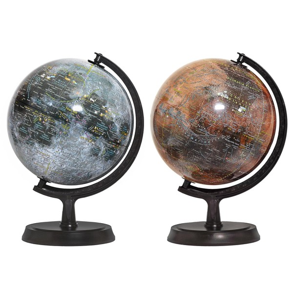 Mapsoft Explorer Moon/Mars 2 Globe Set, 24cm/9.5", Lunar Globe, 2MR-24, Moon Globe, Mars Globe