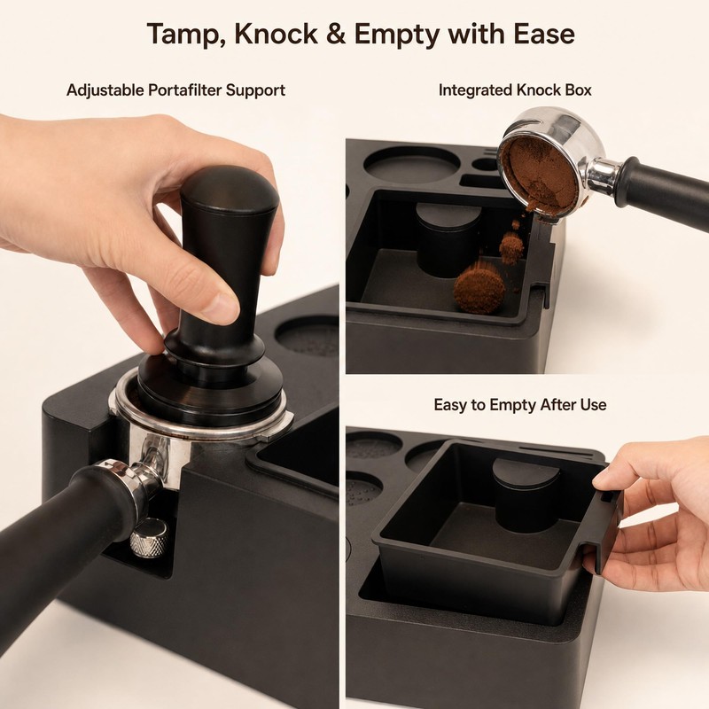 54mm Espresso Accessories Kit, 9-Piece Set with Knock Box &