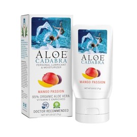 Aloe Cadabra Lubricante personal con sabor orgnico, lubricante natural de pasin de mango para sexo anal, oral, mujeres, hombres y parejas, 2.5 onzas  