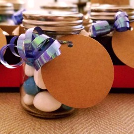 100PCS Kraft Paper Gift Tag with 100 Feet Jute Twine Round Shaped 5.5 cm Blank Hang Tags for Craft Projects, Xmas Gifts (Brown)