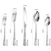 Floral 20 Pcs Silverware Set for 4, Food Grade Stainless