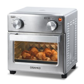 8.5QT 5-in-1 Toaster Oven Air Fryer Combo, Stainless Steel, Fast Preheat, Ideal for Small Spaces, Travel & Family, Healthy Cooking Included