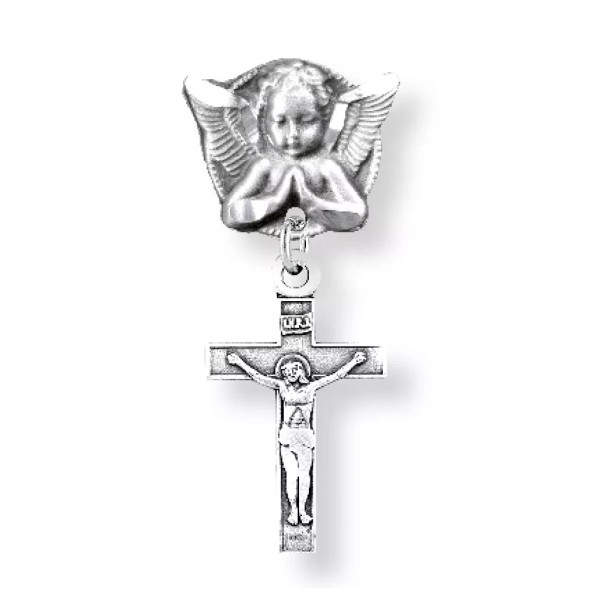 HMH Sterling Silver Double Sided Hanging Crucifix Medal on an