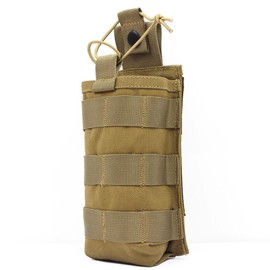 ROCOTACTICAL Tactical Radio Pouch - 1000D Nylon Tactical Molle Two Way Radios Holder Case for Walkie Talkies (TAN)