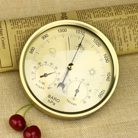 Weather Station Analogue Thermal Hygrometer Copper Stainless Steel Humidity Meter and Indoor Thermometer Barometer Thermometer Outdoor Temperature Meter (Copper)