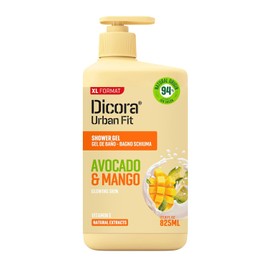 Dicora Urban Fit Gel de Ducha Nutritivo - Gel de Baño Extra Hidratante para Mujeres y Hombres - Protección de la Piel - Aguacate y Mango - 825 ml
