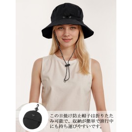 Panegy Bucket Hat, Waterproof Hat, Bucket Hat, Summer, Sun Protection, Women's, Breathable, Large, Casual, Sunshade, UV Protection, Running, Quick Drying, Sun Hat, Gray, Black, Free size