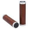 Gusti Gary F. Leather Handlebar Grip, Brown / Silver Matt