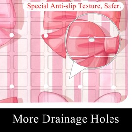 Bathtub and Shower Mat, Cute Pink Bows with Striped Background Anti-Slip Bath Mats for Inside Tub, Bathroom Mats with Suction Cups 15.1x26.8 Inch