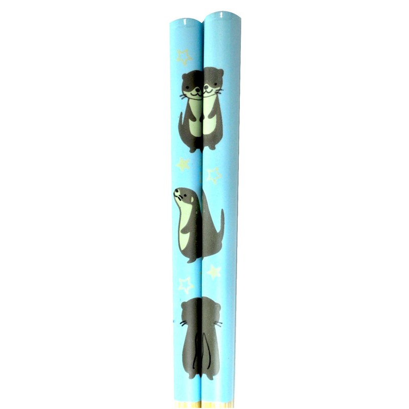 aoba Chopsticks Dishwasher Safe Natural Bamboo Animal Land Otter Blue