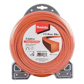 Makita E-02814 Strimmer Line Square 2.4 mm x 69 m Square Trim Plus Trimmer Line, Nylon, Orange, for Strimmer and Brush Cutters