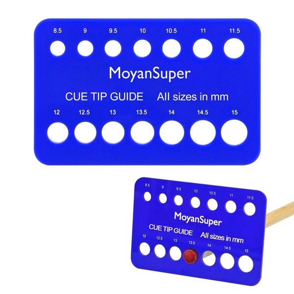MoyanSuper Cue Tip Gauge for Billiards, Measures 8.5mm–15mm Plastic Cue