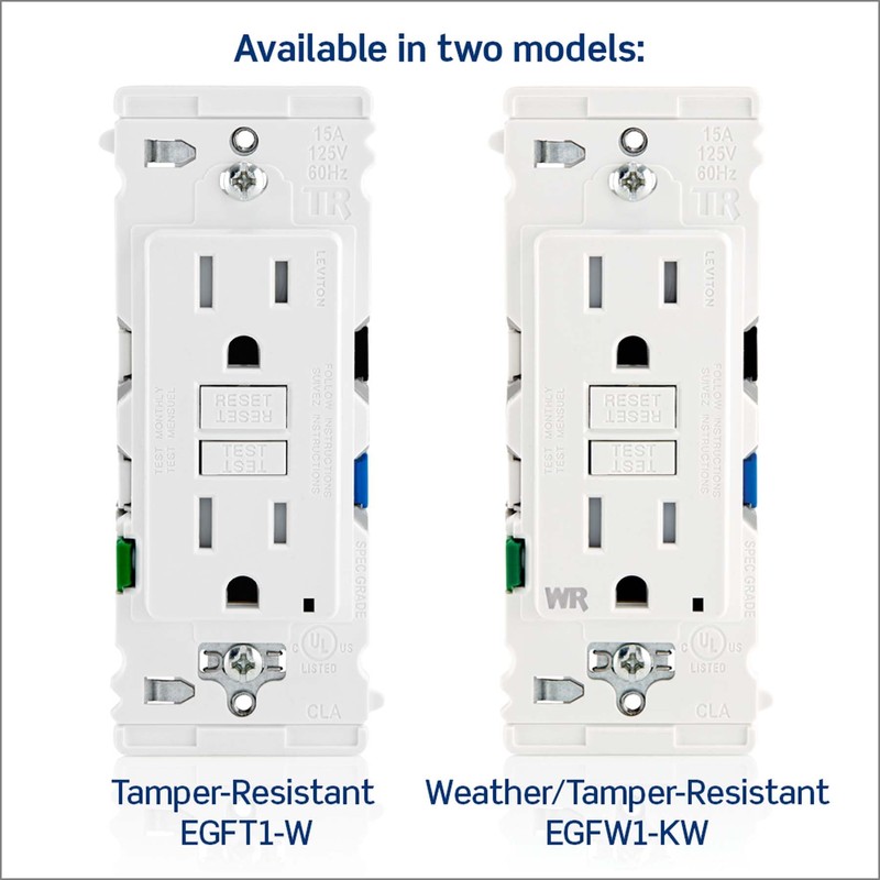 Lever Edge 15 Amp Self-Test, Tamper Resistant GFCI Outlet, EGFT1-W,