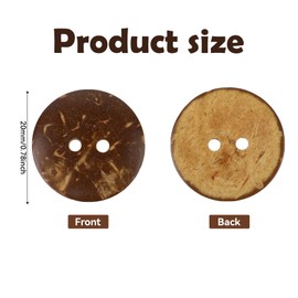 100pcs Natural Coconut Shell Buttons Sewing Buttons 2 Hole Big Buttons, 3/4 Inch Brown Wooden Buttons for Crafts Sewing, Shirt, Clothing Replacement, Buttons Crochet Projects Crafts Decoration