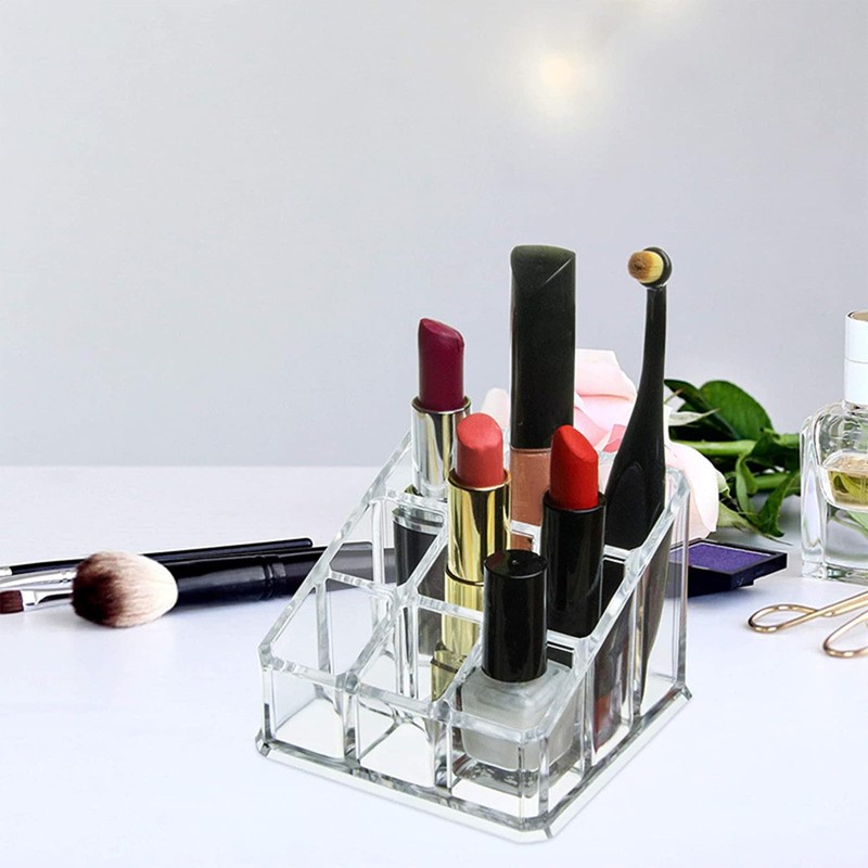 perfk 9 Grids Lipstick Holder Storage Stand Lip Gloss Holder