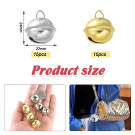 TOAOB 30 Pieces Metal Jingle Bells 22 mm Gold and Silver for DIY Jewellery Making Christmas Party Decoration Indoor Rattle