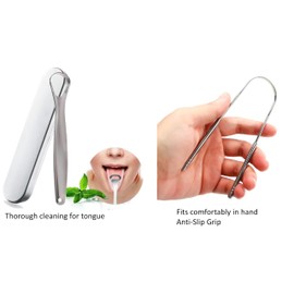 Rattygan Style 3 Piece Set Tongue Scrapers with Storage/Travel Case - Oral Hygiene Tongue Cleaners (Rose Gold)