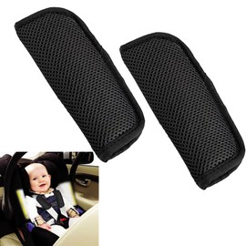 2 Pack Car Seat Straps Shoulder Pads for Toddler Kids,Car Seat Strap Covers,Soft Seat Belt Strap Pads for Car Seats, Pushchair, Stroller,High Chair(Black)