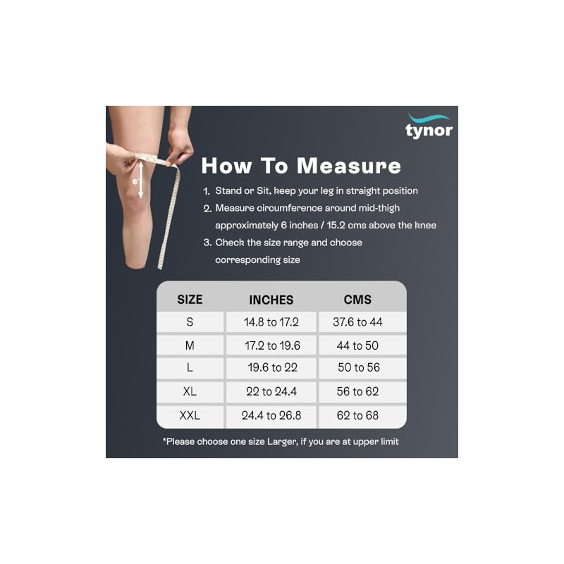 Tynor OA Knee Support (Neo), Grey, Right, XXL, 1 Unit