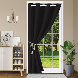 SK Studio Door Curtain, Opaque Thermal Curtains with Eyelets, Cold Protection, Heat Insulation for Bedroom Door, Wardrobe, Black, 107 x 203 cm